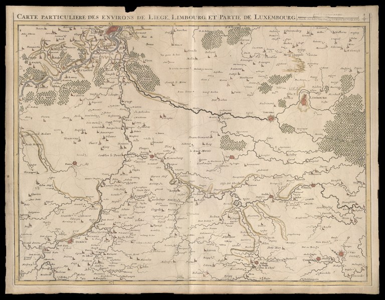 Carte particulière des environs de Liège, Limbourg, et partie de Luxembourg 1708