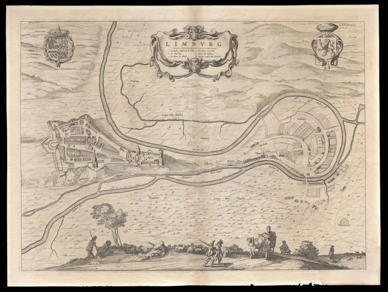 Plan et vue perspective du château de Limbourg et de Dolhain 1662-1670
