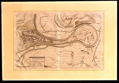 Plan et vue perspective du château de Limbourg et de Dolhain [3e éd., 1662-1670]