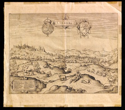 Vue de Limbourg au berger, extraite de la "Description de touts les Pays-Bas, 1609