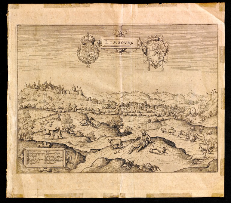 Vue de Limbourg au berger, extraite de la "Description de touts les Pays-Bas, 1609