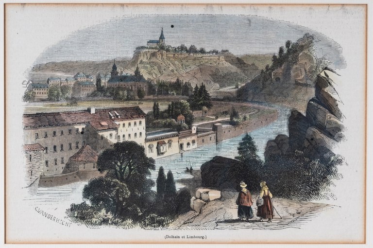Vue de Dolhain et Limbourg prise du Nord-Ouest, Vue panoramique sur le Quai des Religieuses