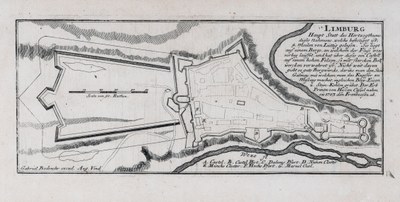 Plan sans perspective, Limbourg avec un long ouvrage à couronne Ville