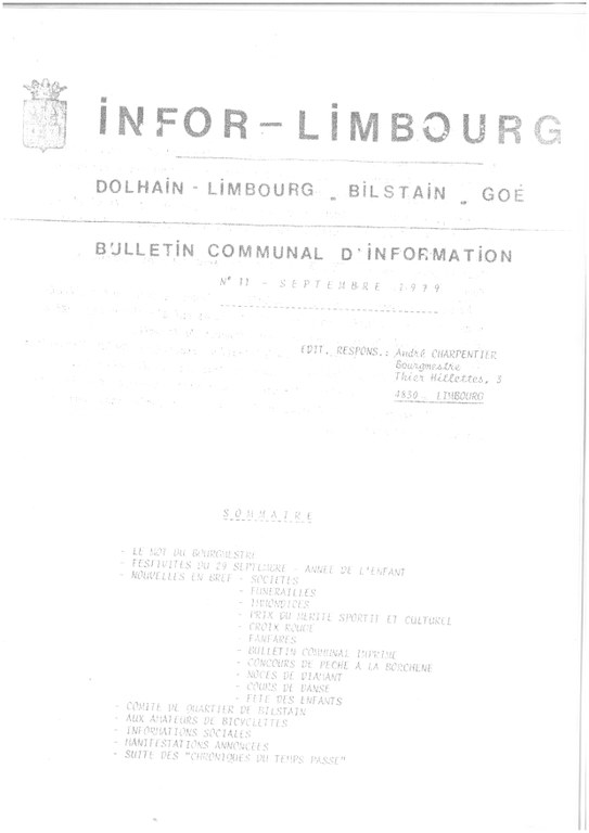 Infor Limbourg - 1979 - Septembre