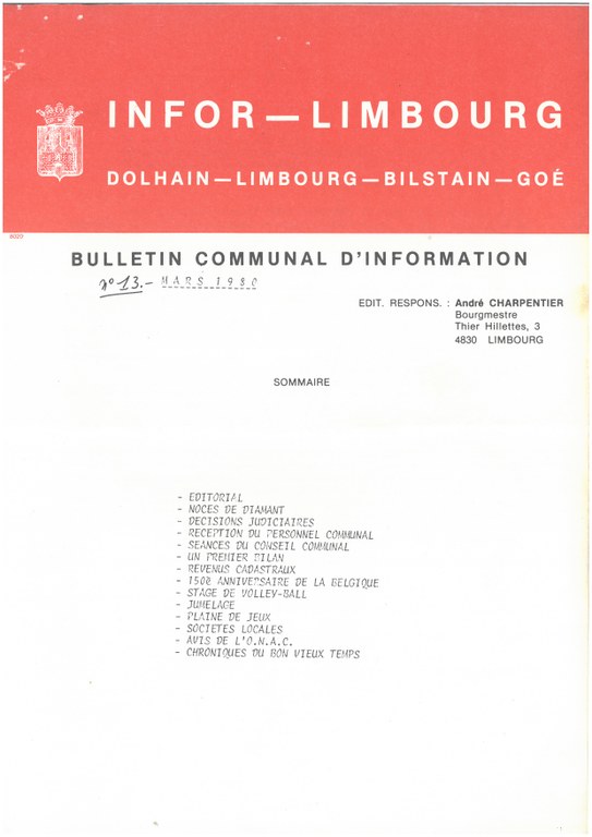 Infor Limbourg - 1980 - Mars