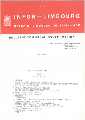 Infor Limbourg - 1980 - Septembre