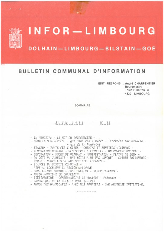 Infor Limbourg - 1981 - Juin