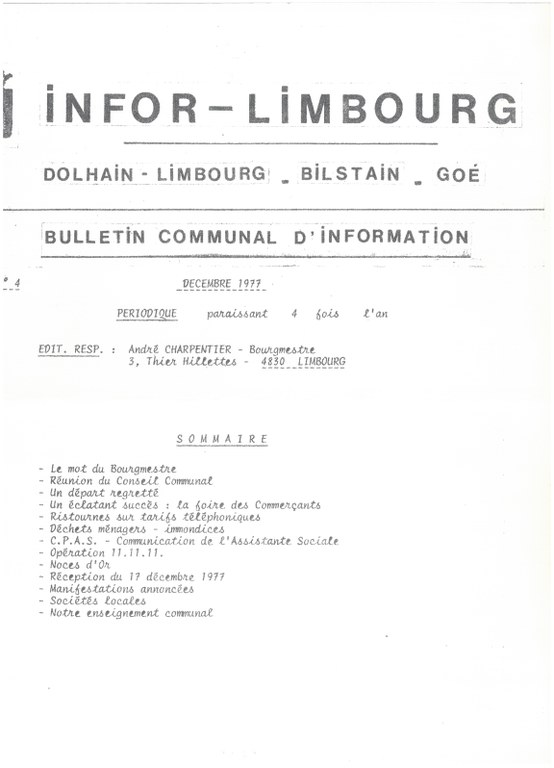 Infor Limbourg - 1977 - Décembre