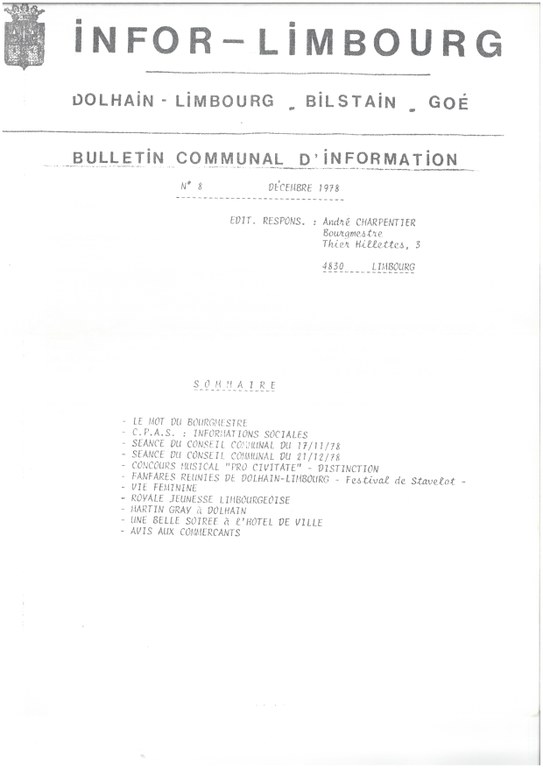 Infor Limbourg - 1978 - Décembre