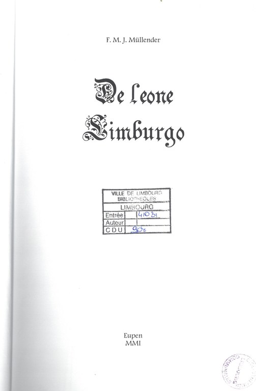 De Leone Limburgo / F.M.J. Müllender