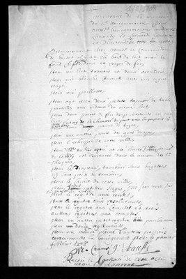 Inventaire de la remise du sieur bourguemaitre Crané. 1708