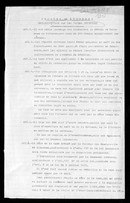 Règlement de la taxe sur les cafés à serveuses. 1912