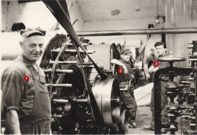 Photo des ouvriers de la filature Wintgens faisant une pause