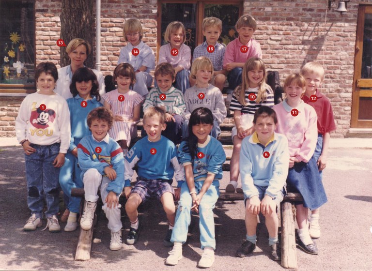 Classe de 1e et 2e primaires en 1988