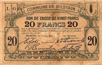 Bon de caisse de 20 francs