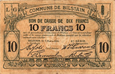 Bon de caisse de 10 francs