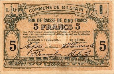 Bon de caisse de 5 francs