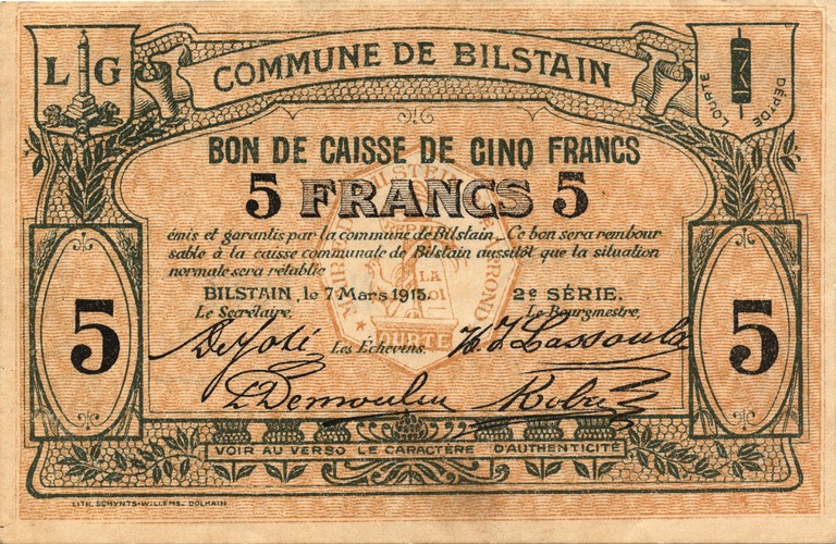 Bon de caisse de 5 francs
