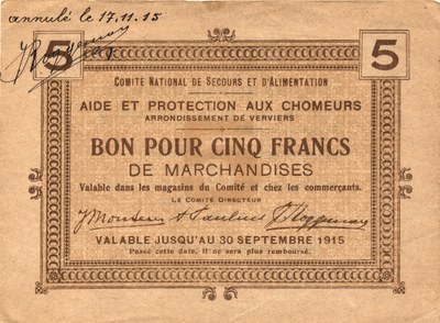 Bon pour 5 francs de marchandises (1915)