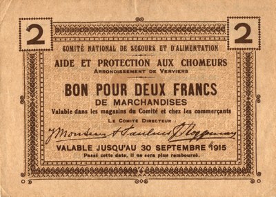 Bon pour 2 francs de marchandises