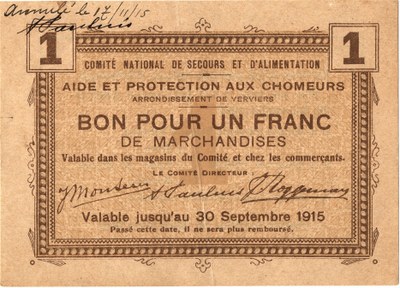 Bon pour 1 franc de marchandises (1915)