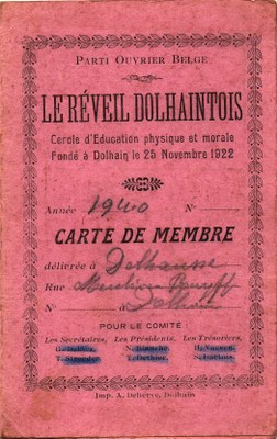 Réveil Dolhaintois, carte de membre