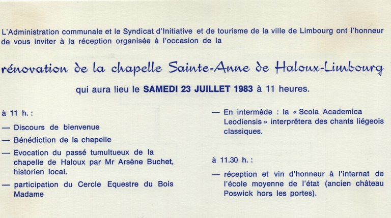 Rénovation - Invitation à la cérémonie