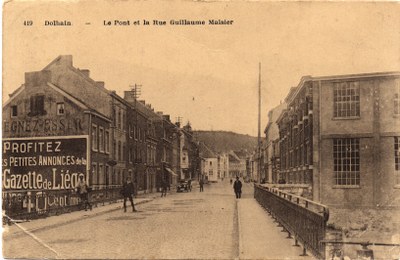 Dolhain - Le pont Bovy et la Rue Guillaume Maisier vers 1920