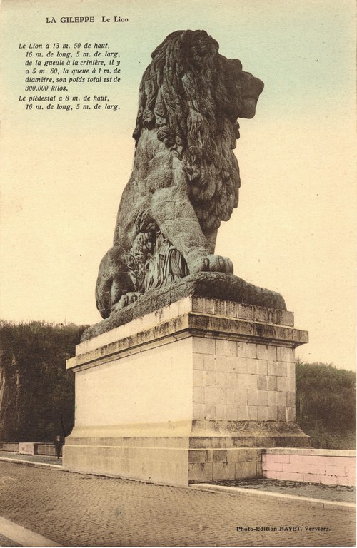 Plan rapproché du lion de la Gileppe