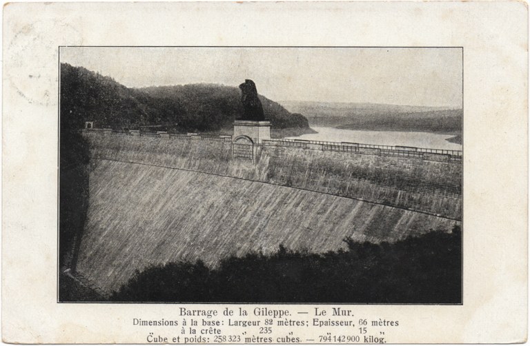 Vue de face du barrage de la Gileppe