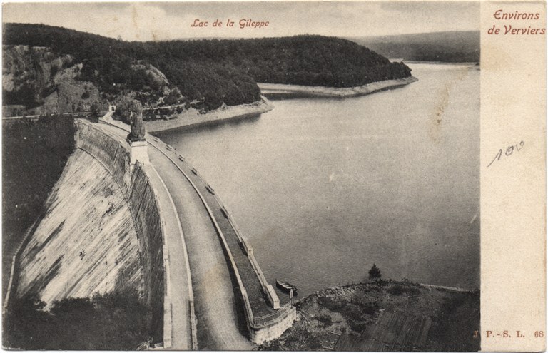 Vue oblique du barrage en 1905