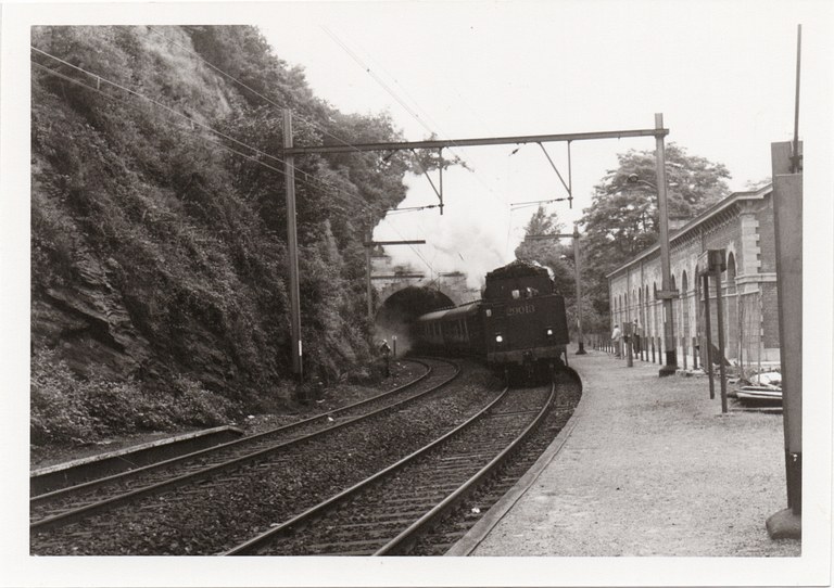 Train à vapeur entrant à la gare