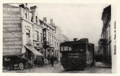 Dolhain - Le vicinal Place du Sablon vers 1920