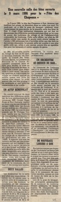 Extrait de presse : "Nouvelle salle des fêtes à Goé pour la Fête des Chapeaux"