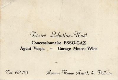 Carte de visite de Désiré Leballue- noël