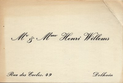 Carte de visite de M et Mme Henri Willems