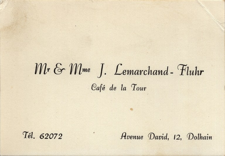 Carte de visite de M. & Mme J. Lemarchand- Fluhr