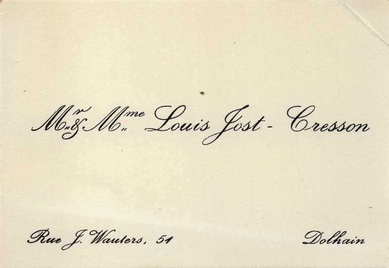 Carte de visite de Monsieur et Madame Jost-Cresson