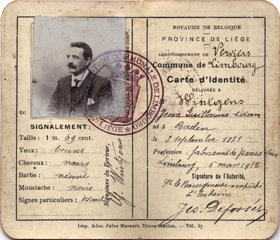 Carte d'identité de Jean Guillaume Adam Wintgens