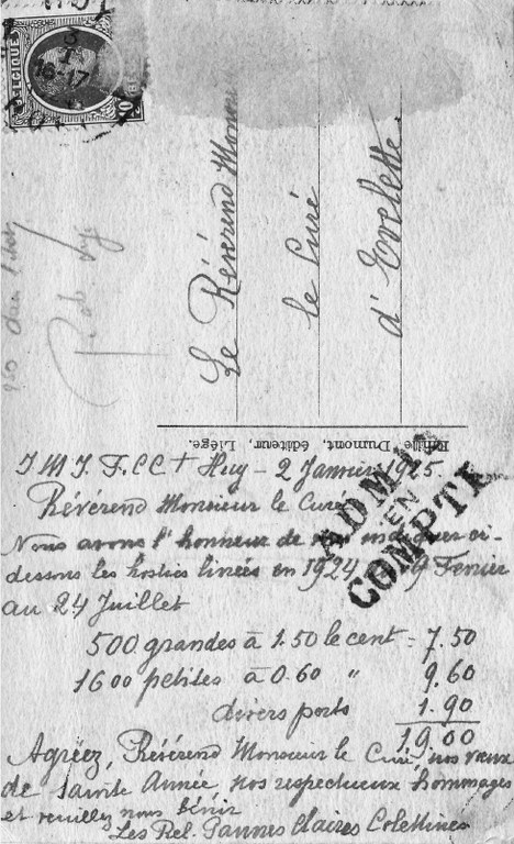 Facture du prix des osties