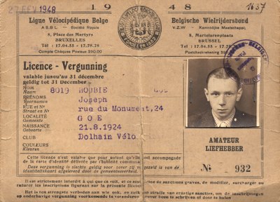 Licence de la ligue Vélocipédique Belge (1948)