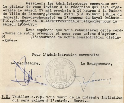 Passage en Promotion - Invitation - Réception à l'administration