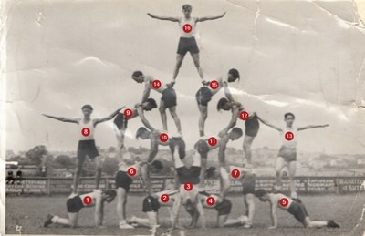 La pyramide des garçons vers 1950