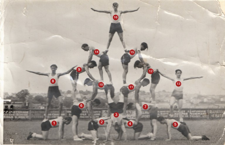 La pyramide des garçons vers 1950