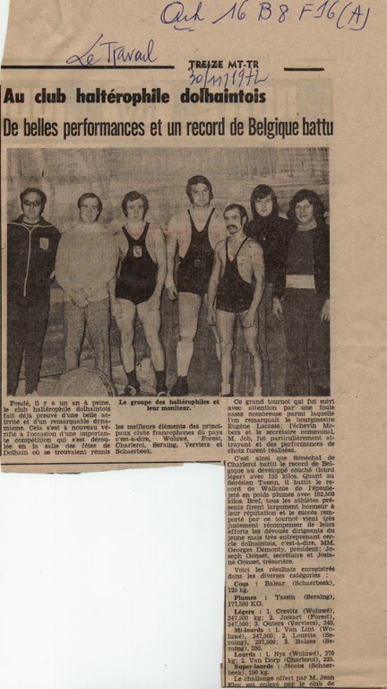 Club d'haltérophilie dolhaintois, record battu